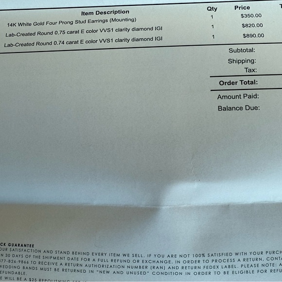 1.49 tcw round lab grown diamond studs - Picture 6 of 8